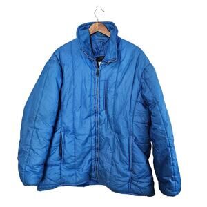 Vintage Jcpenny Puff Coat Men XL Blue Hooded 80s Thick Warm Winter Utility Retro